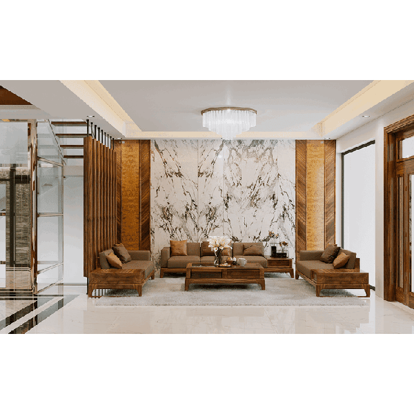Sofa 3 văng chân quỳ chữ U gỗ óc chó cao cấp SF104
